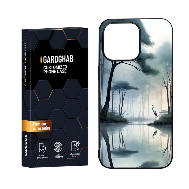 کاور گارد قاب مدل دور ژله ای پشت گلس منظره و طبیعت مناسب برای گوشی موبایل اپل iPhone 15 Pro Max