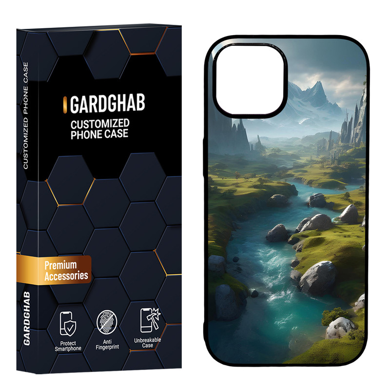 کاور گارد قاب مدل دور ژله ای پشت گلس هنری مناسب برای گوشی موبایل اپل iPhone 15